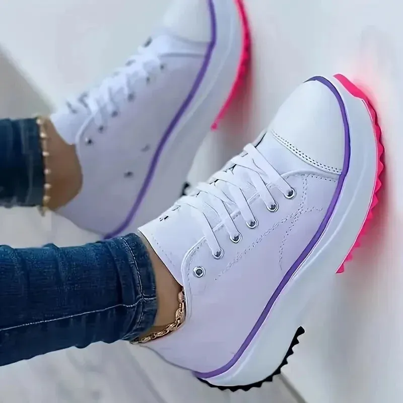 2024 New Fashion Summer Women Casual Shoes Plus Size Sneakers for Women Platform Sport Shoes Female Lace Up Tennis Shoes Size