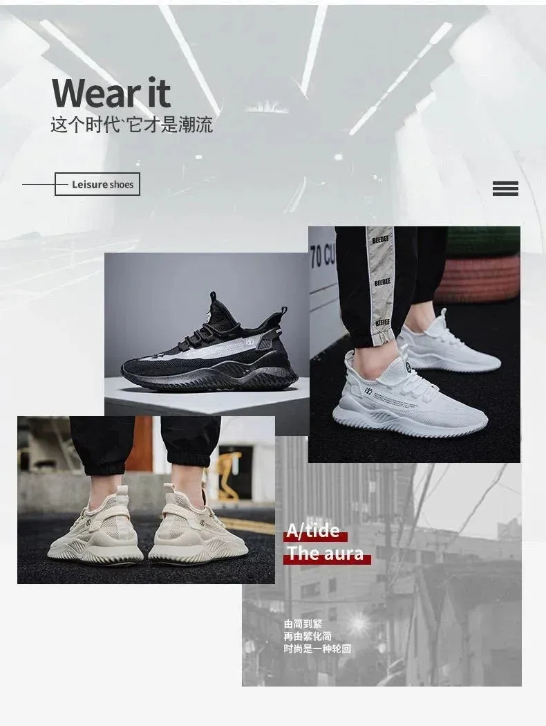 2024 New Style Breathable Korean Version Casual Sneakers for Men, Trendy Mesh Sports Shoes Male