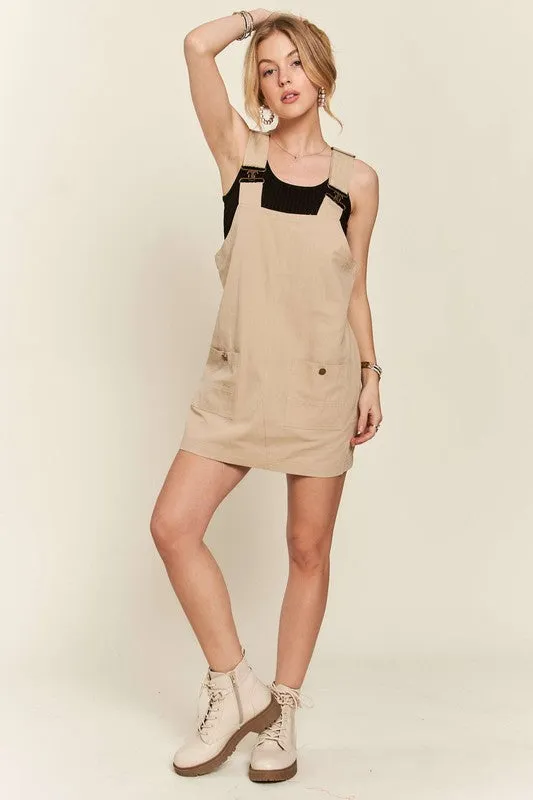 ADORA Adjustable Wide Strap Square Neck Overall Dress