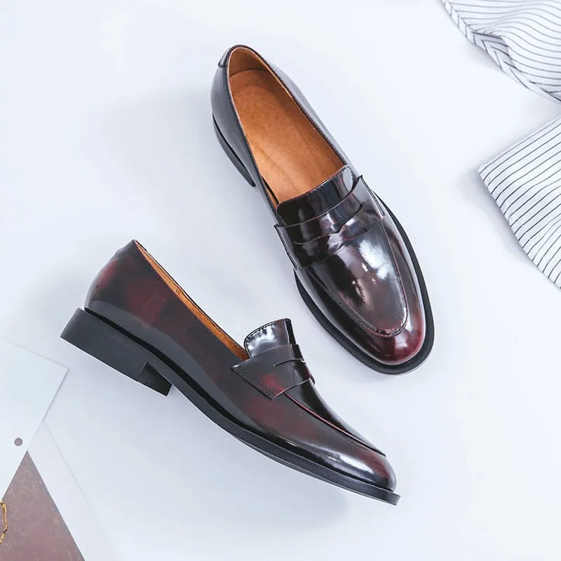 Bjlxn ladies Leather shoes British style plus size 22-26.5cm women pumps loafers lazy shoes womens platform heels black shoes