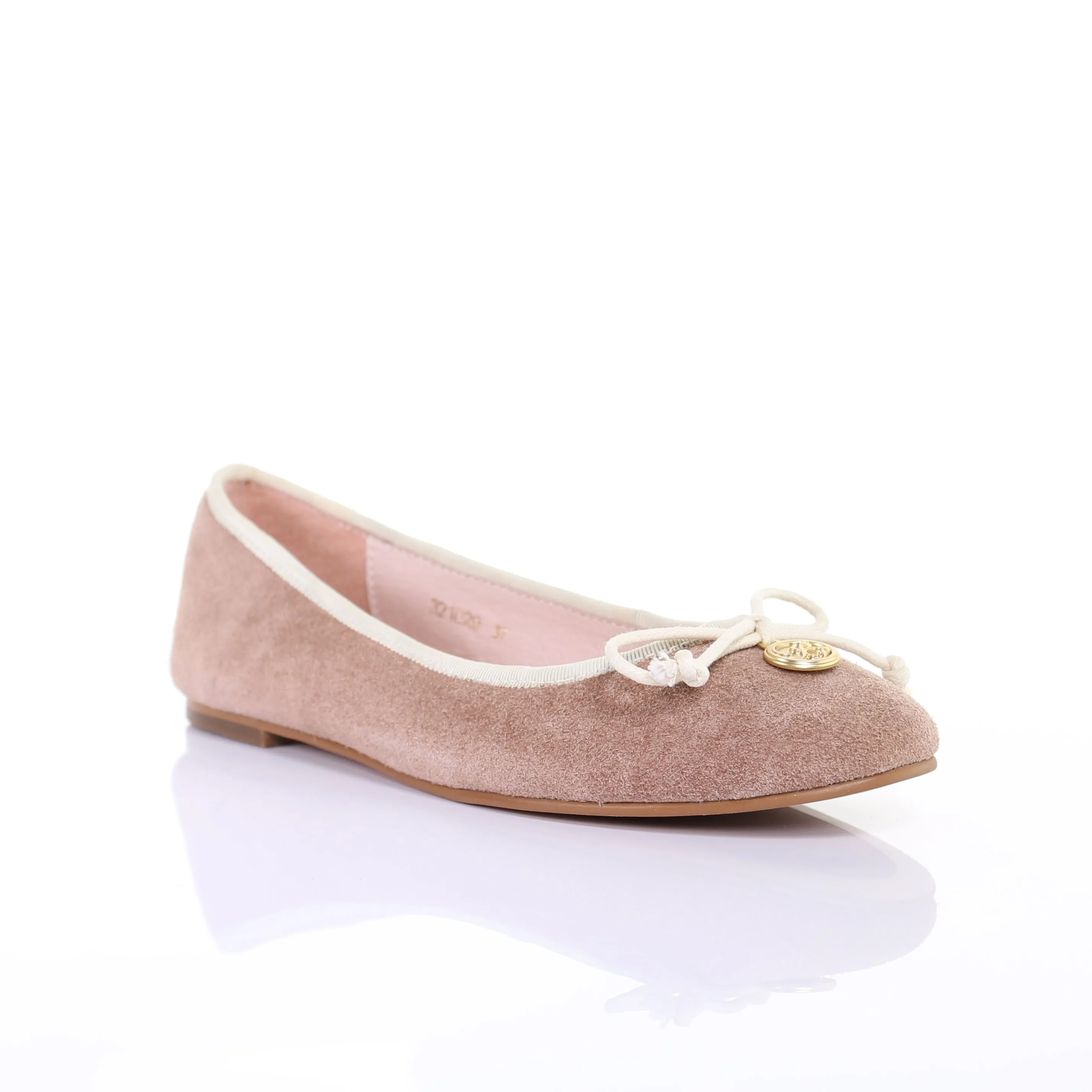Bow suede ballerina (Beige)