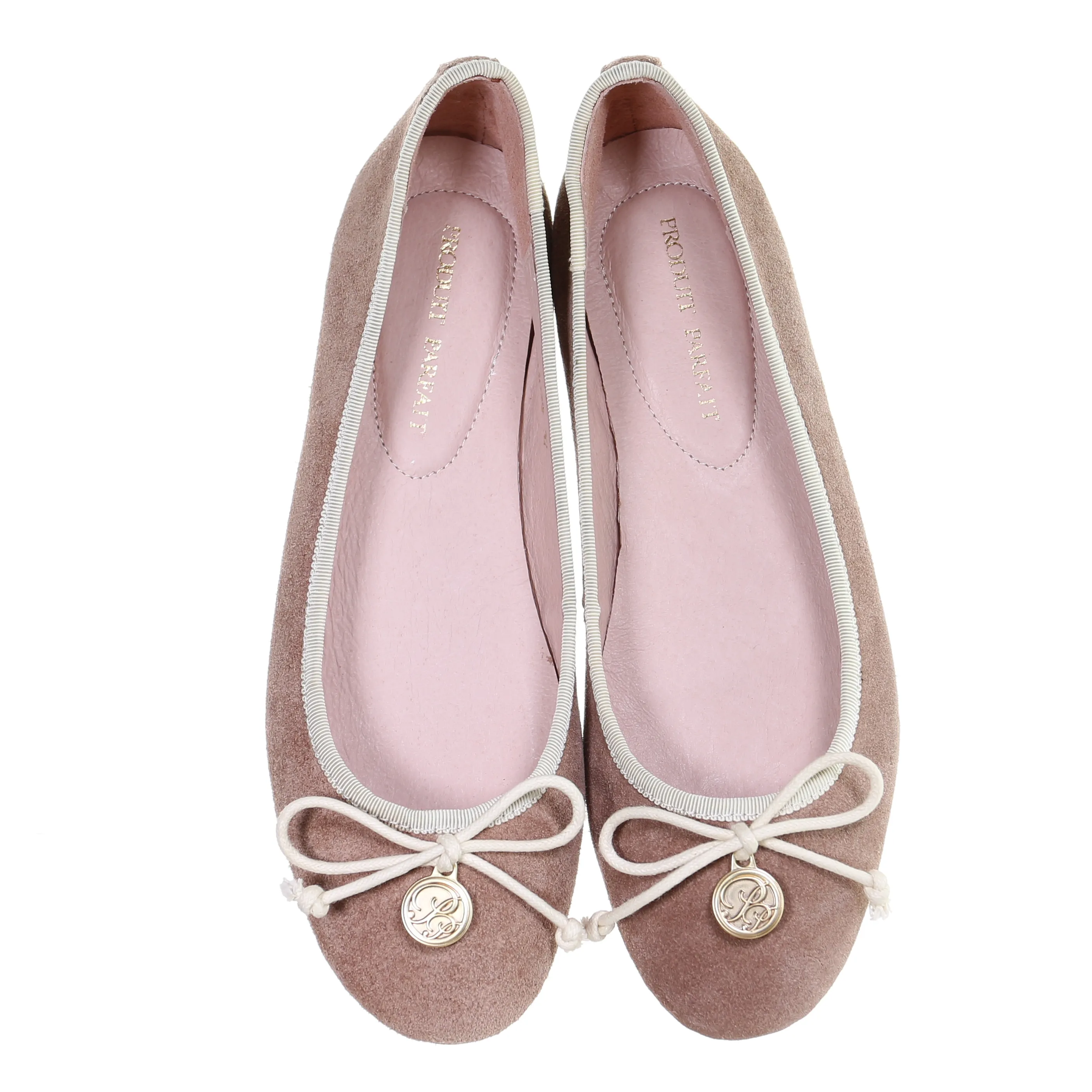 Bow suede ballerina (Beige)