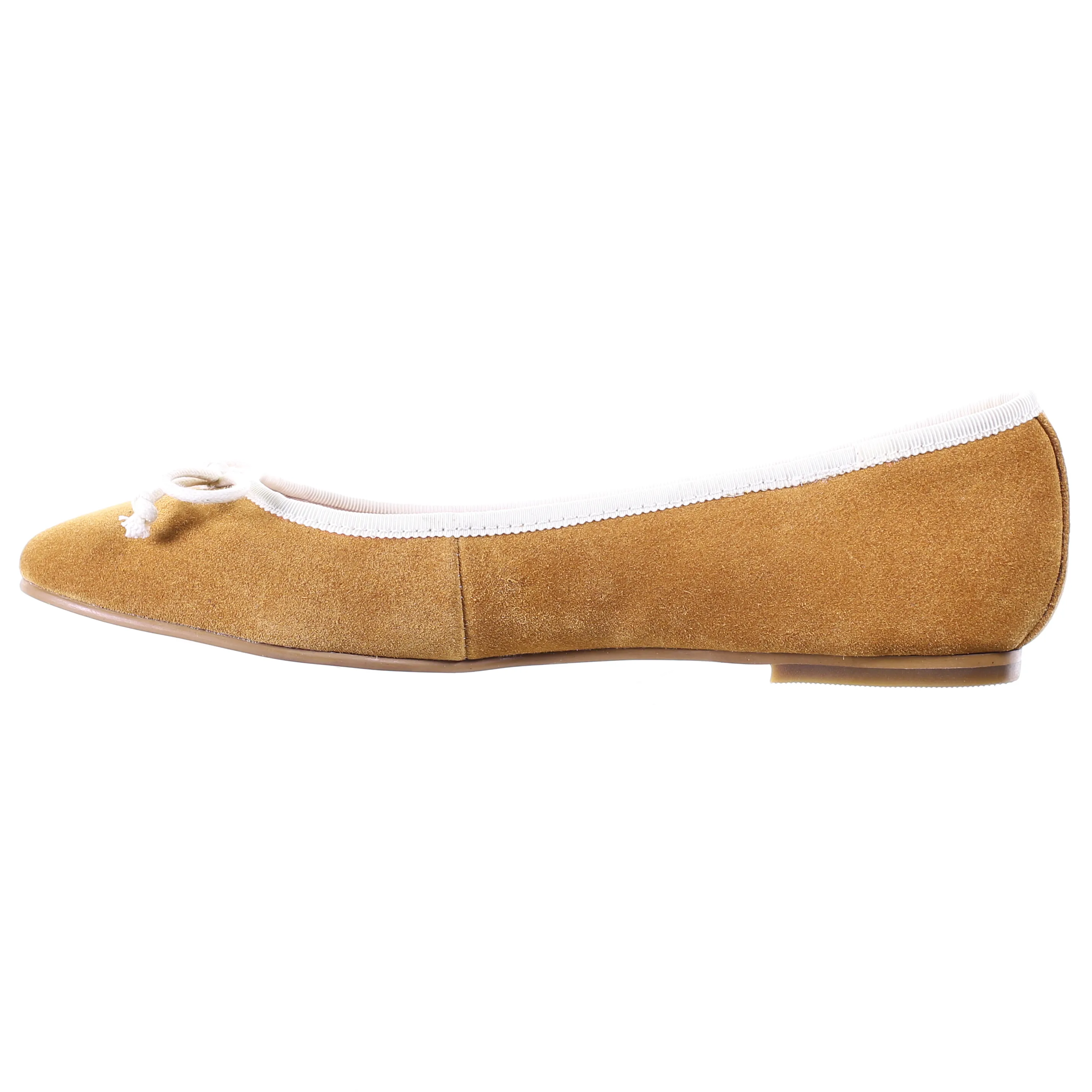 Bow suede ballerina (Camel)