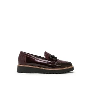 Burgundy Leather Platform Loafers with Horsebit