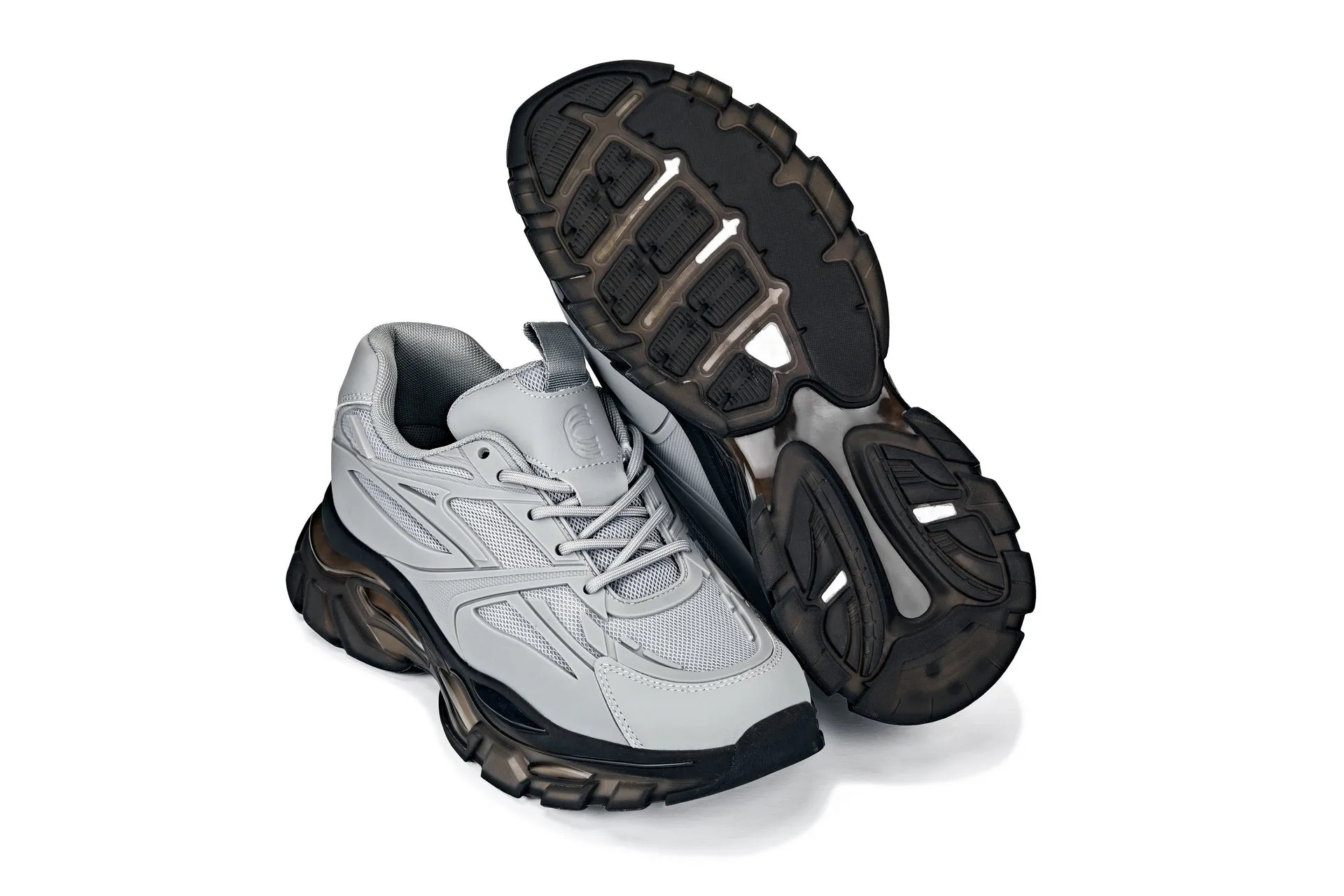 CALTO - S5281 - 2.6 Inches Taller (Cement/Translucent Onyx Sole) - Chunky Sole Sporty Sneakers
