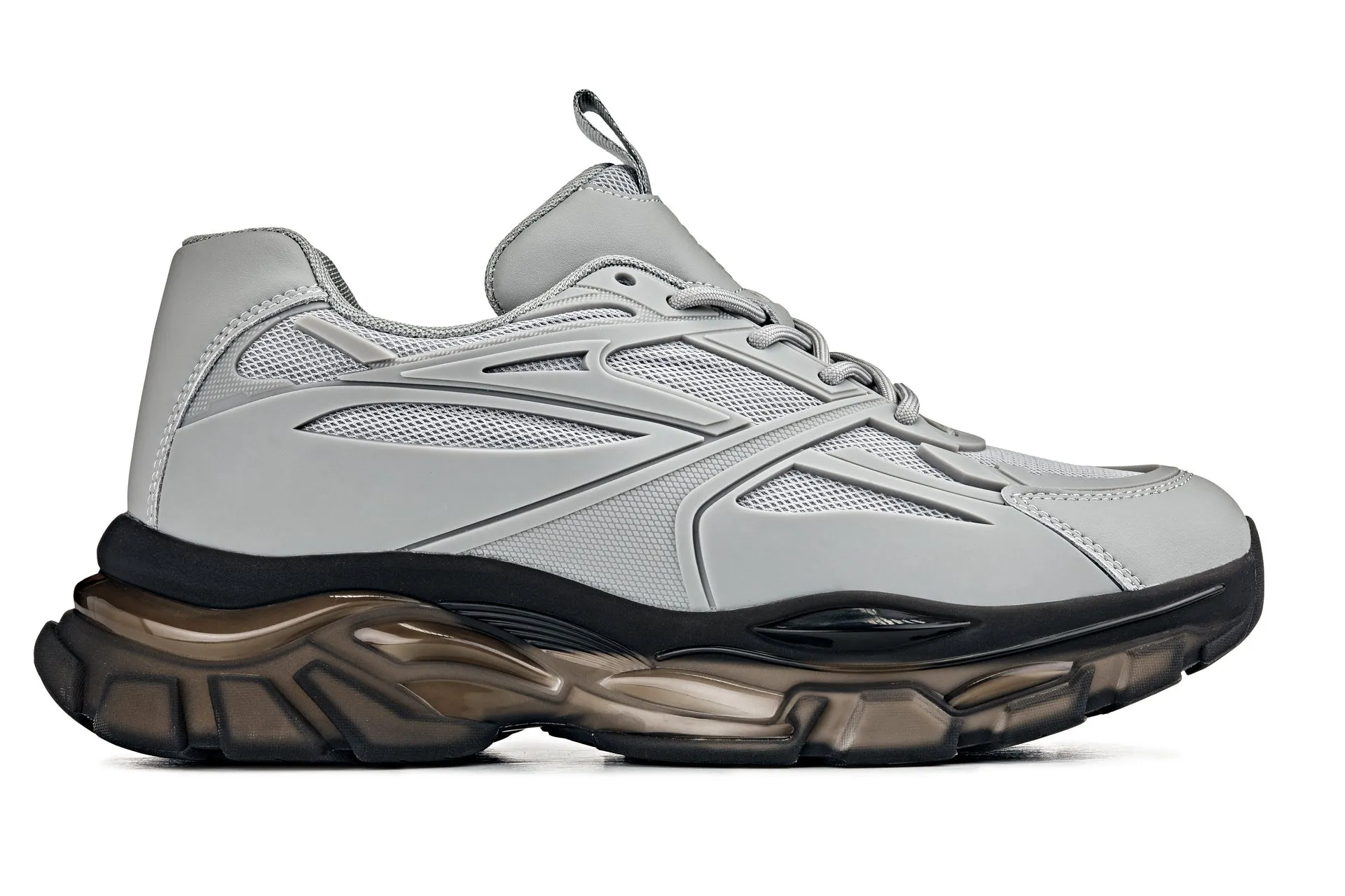 CALTO - S5281 - 2.6 Inches Taller (Cement/Translucent Onyx Sole) - Chunky Sole Sporty Sneakers