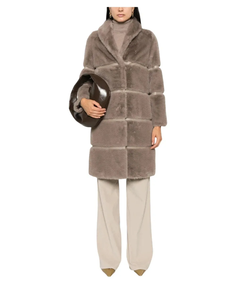 Cappotto in Finto Shearling Taupe | Eleganza Cruelty-Free