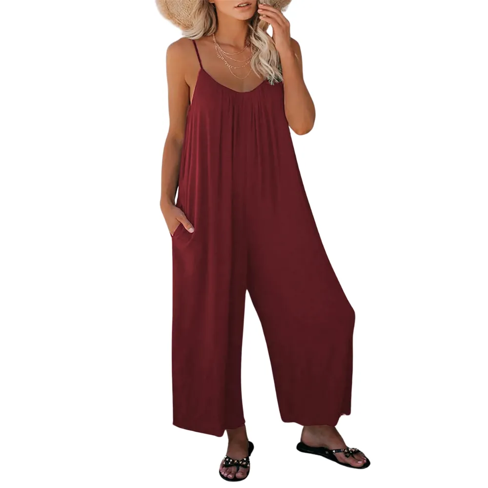 Dames Losse Pasvorm V-hals Jumpsuit