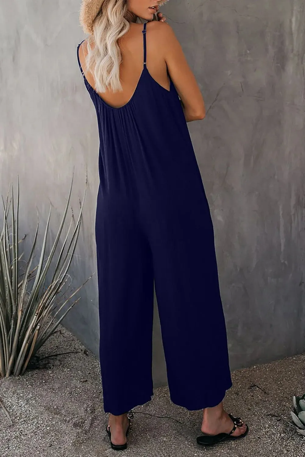Dames Losse Pasvorm V-hals Jumpsuit