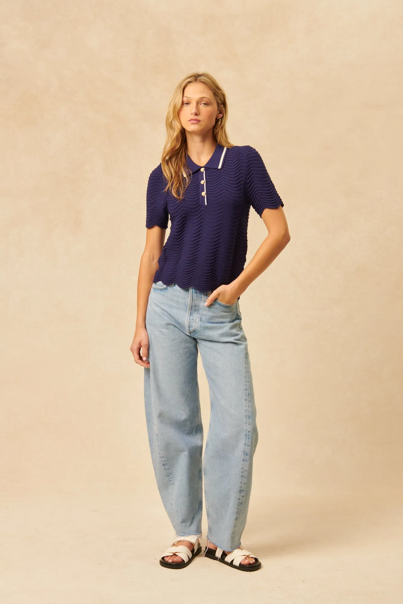 Dion Knit Polo Top | John   Jenn