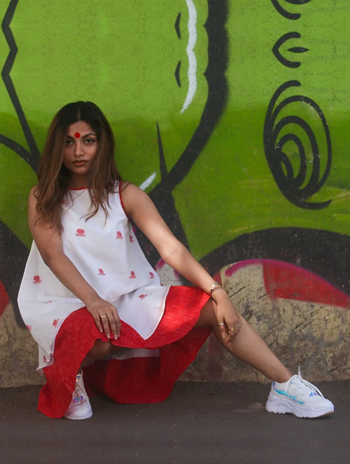 Double Layered Umbrella Dress in Jamdani Fabric