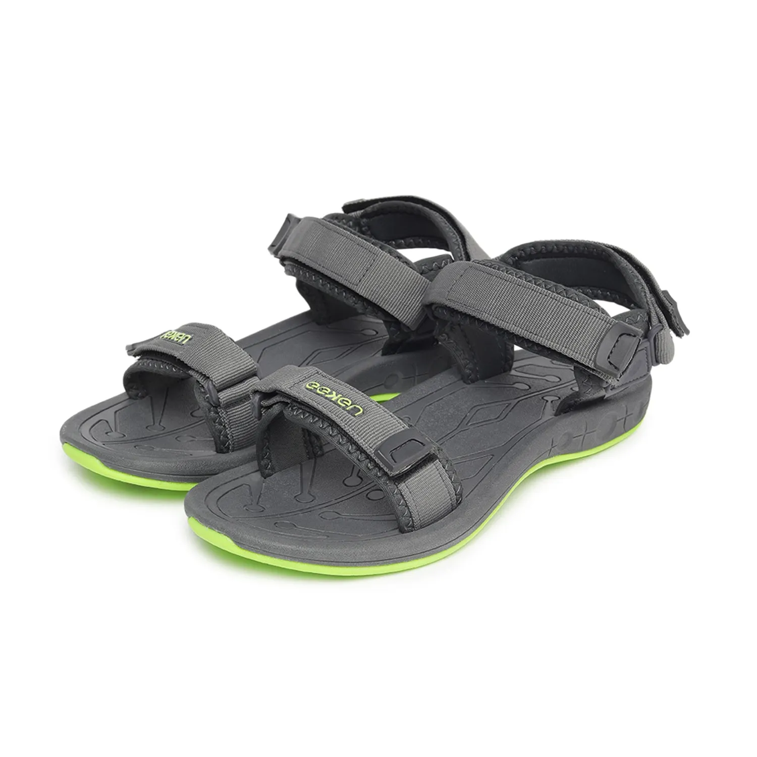 Eeken ESDG1009 Grey And Fluorescent Green Stylish Casual Outdoor Sandals For Men
