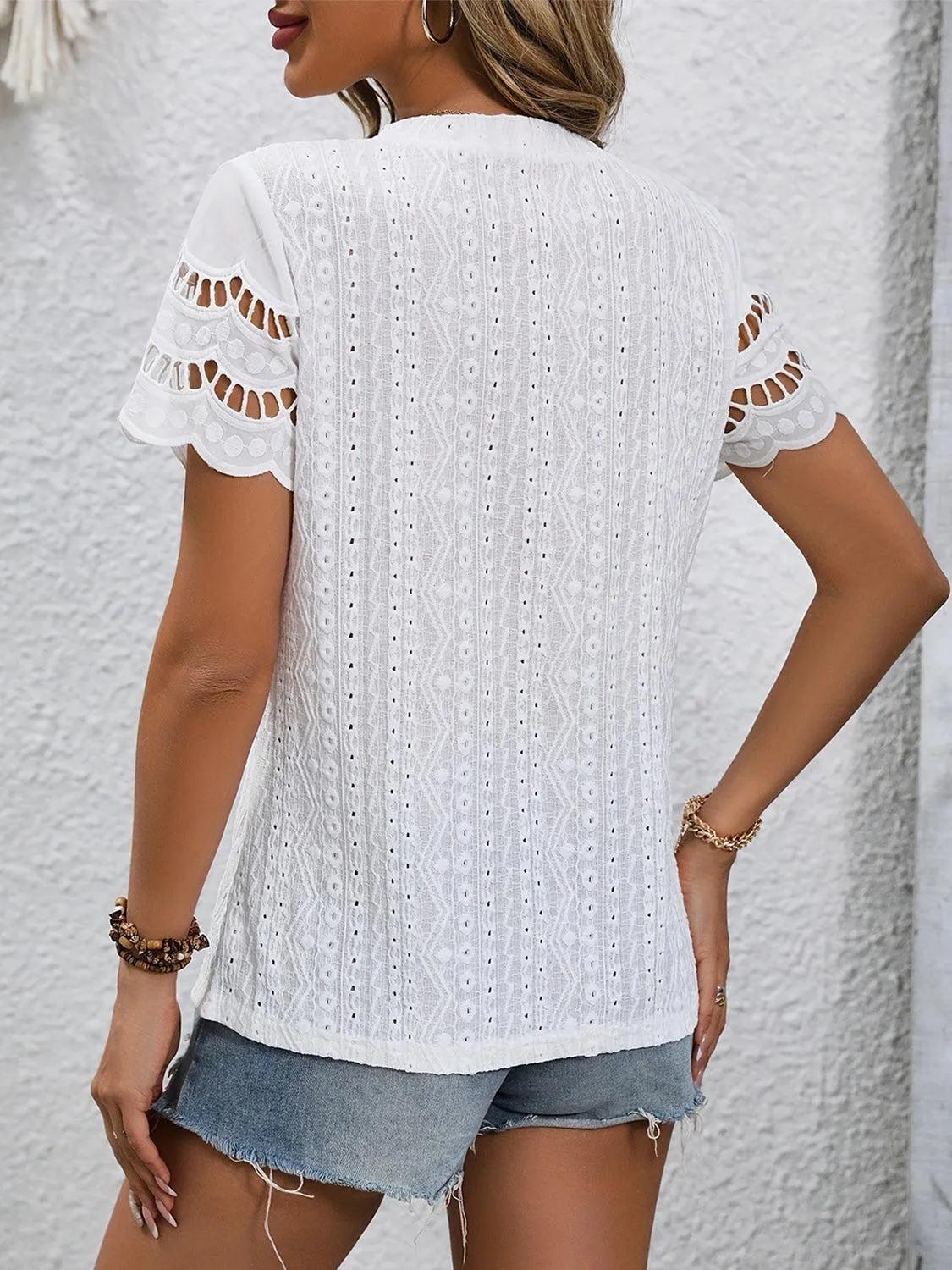 Everyday Favorite Short Sleeve Eyelet Top