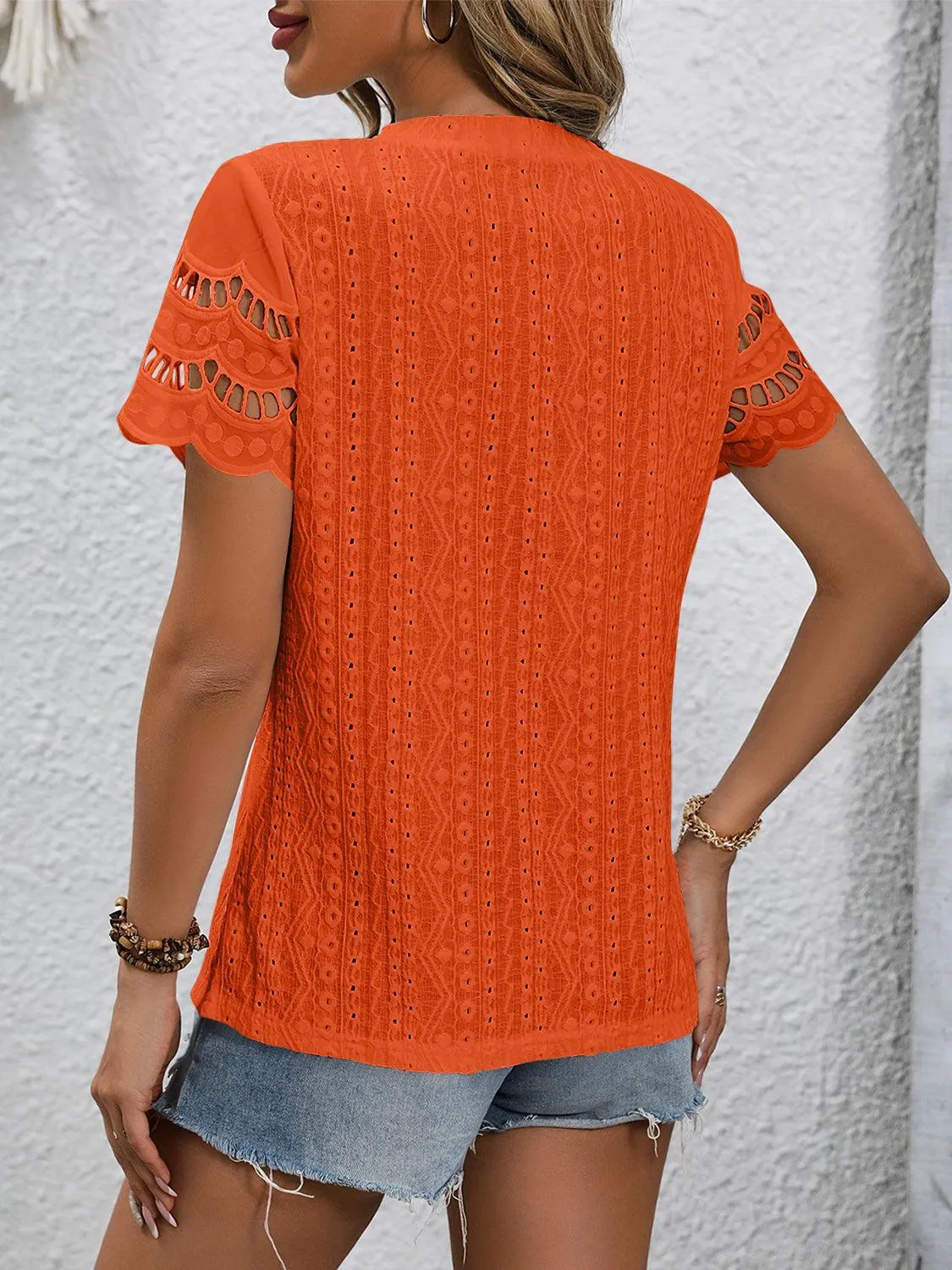 Everyday Favorite Short Sleeve Eyelet Top