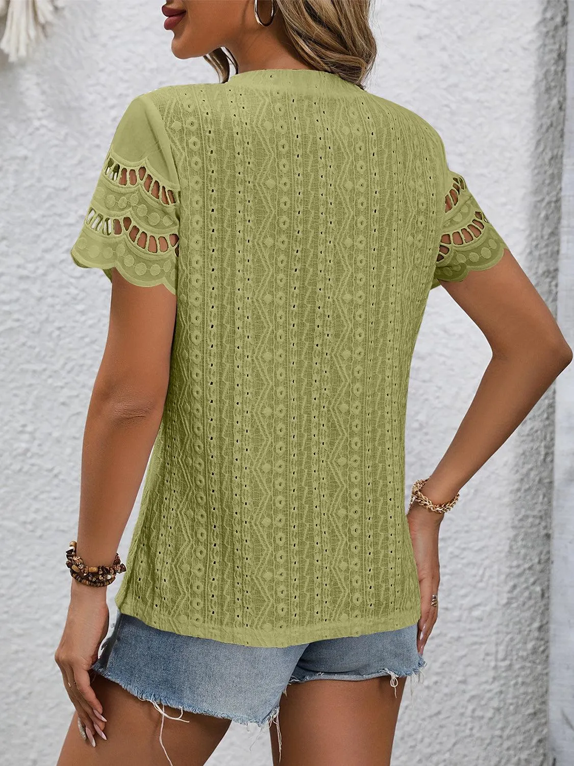 Everyday Favorite Short Sleeve Eyelet Top