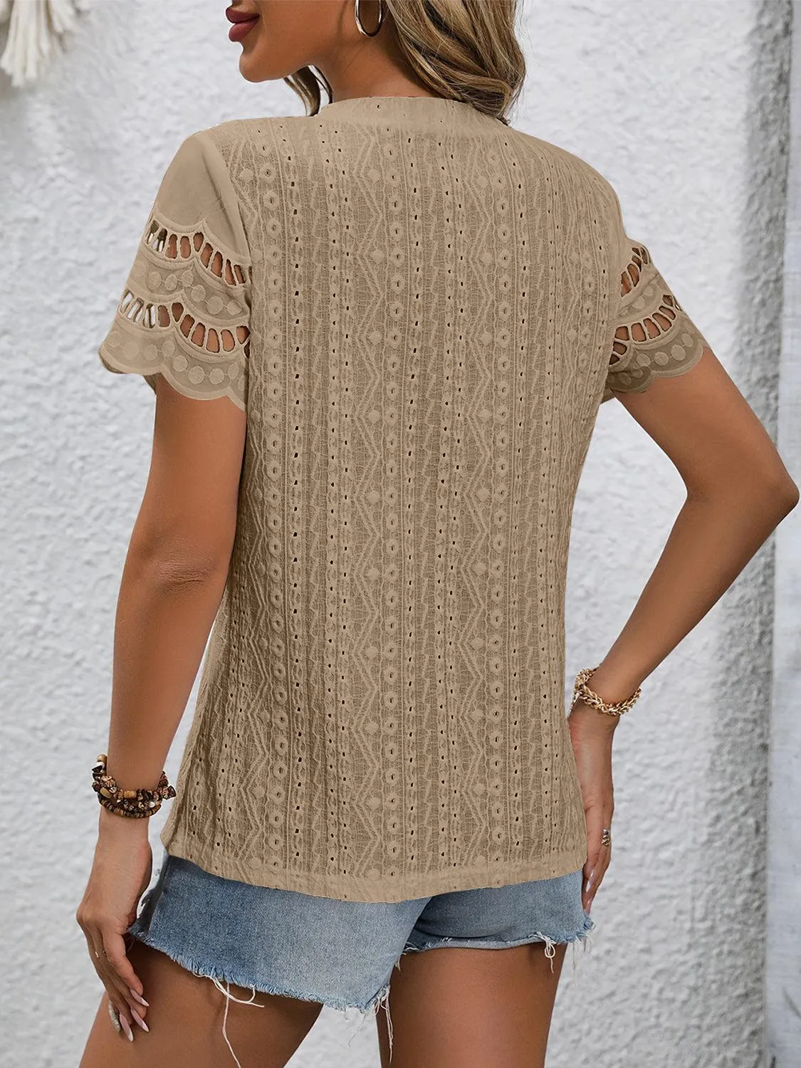 Everyday Favorite Short Sleeve Eyelet Top