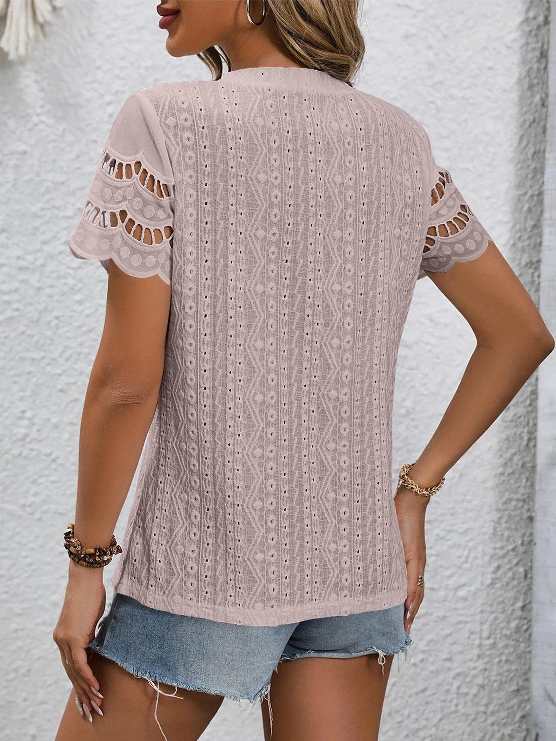 Everyday Favorite Short Sleeve Eyelet Top