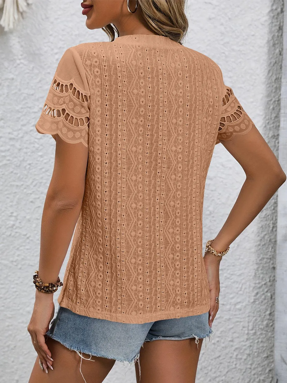 Everyday Favorite Short Sleeve Eyelet Top