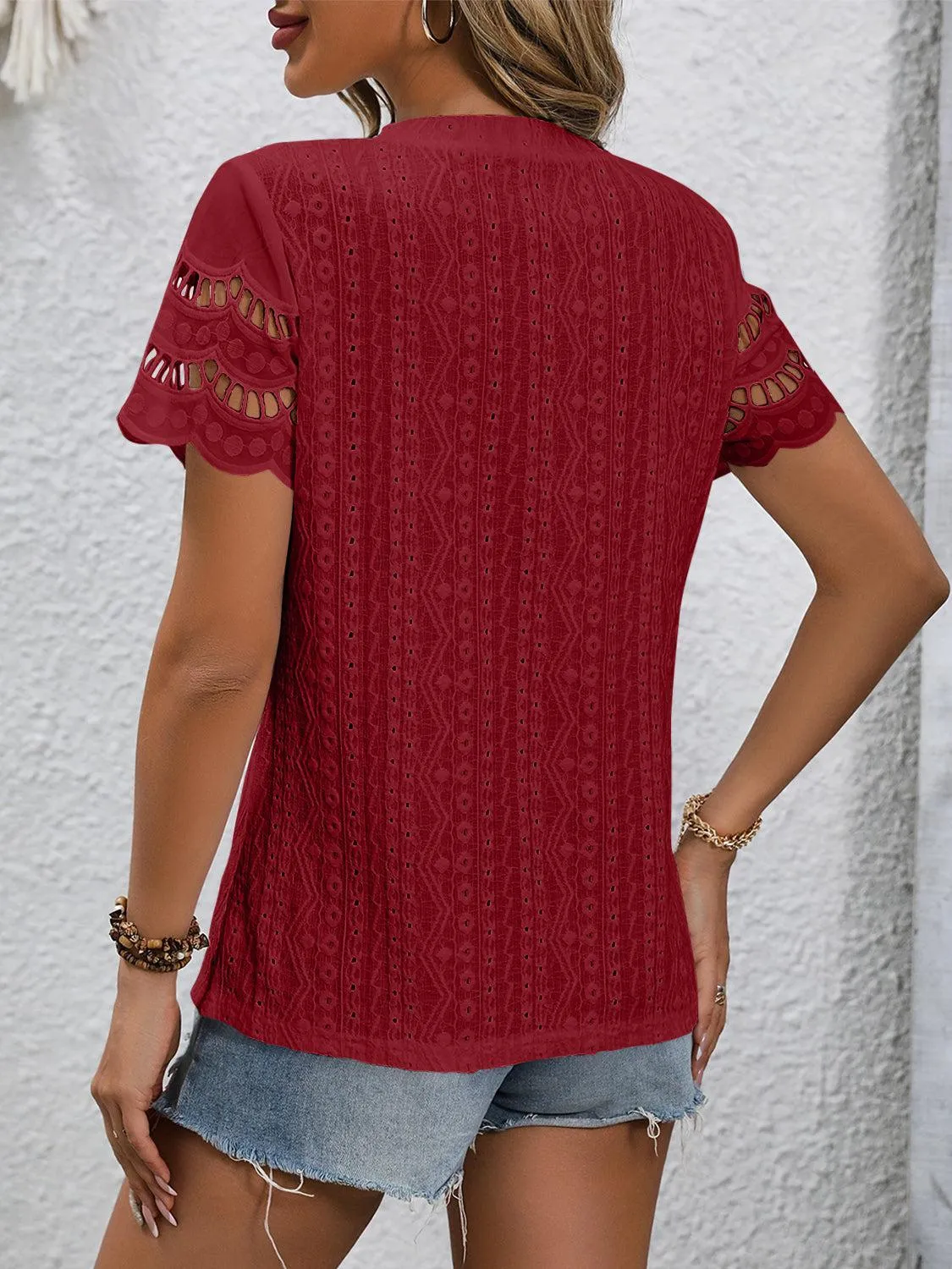 Everyday Favorite Short Sleeve Eyelet Top