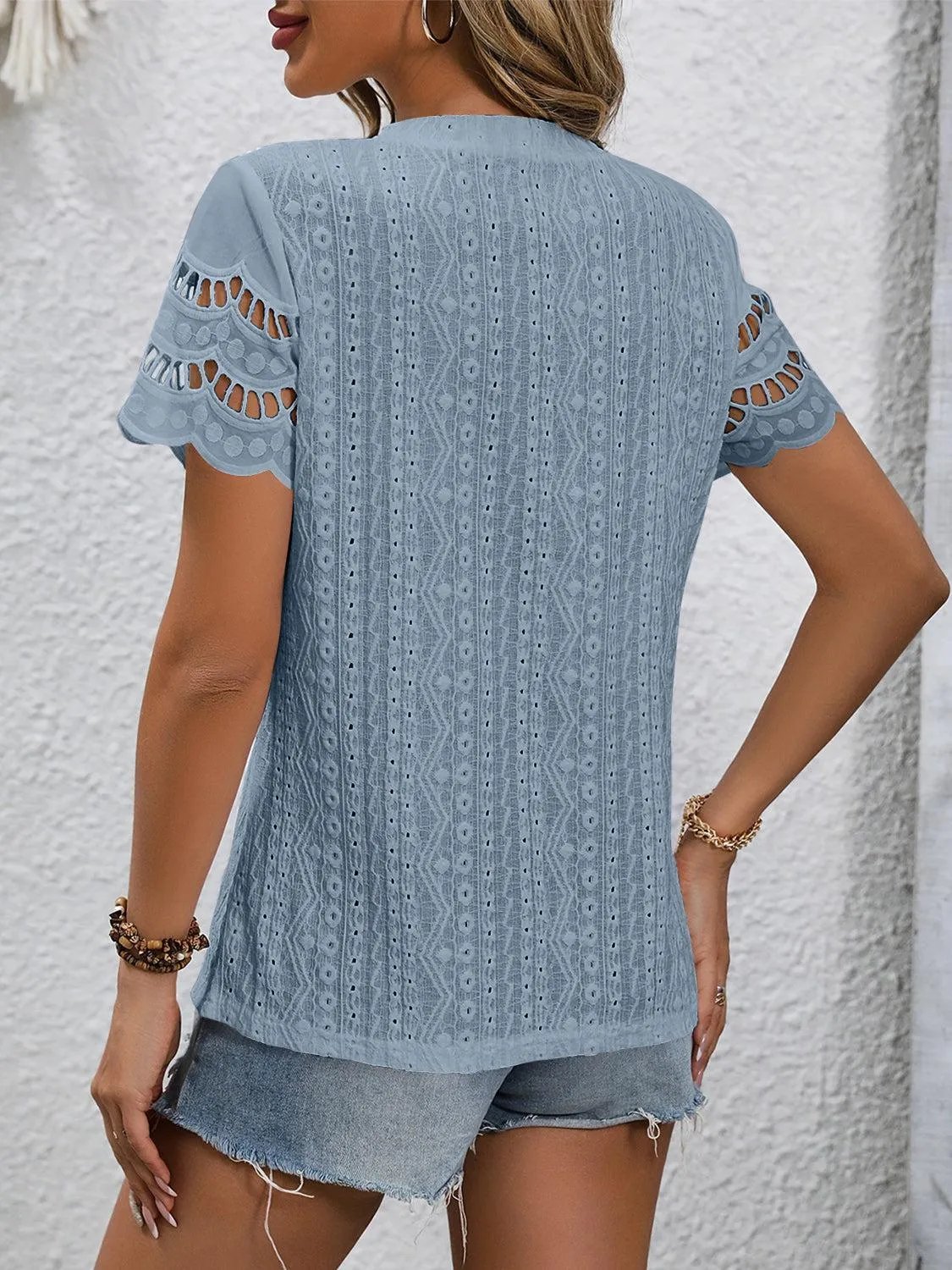 Everyday Favorite Short Sleeve Eyelet Top