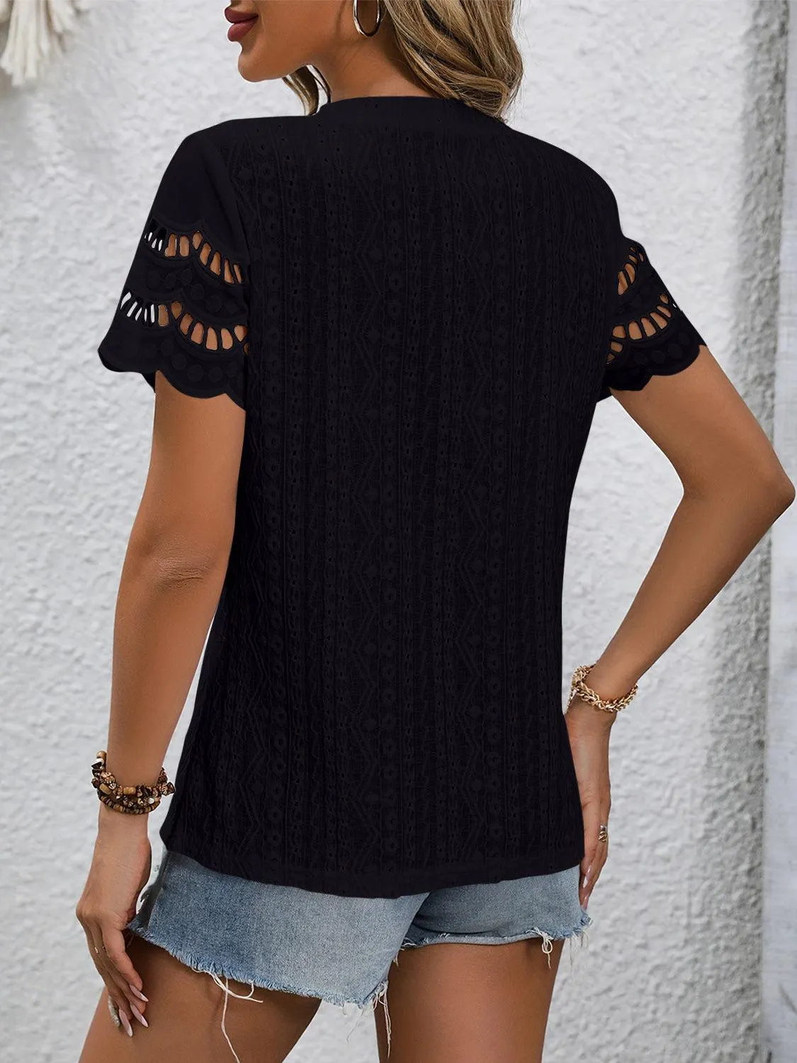 Everyday Favorite Short Sleeve Eyelet Top