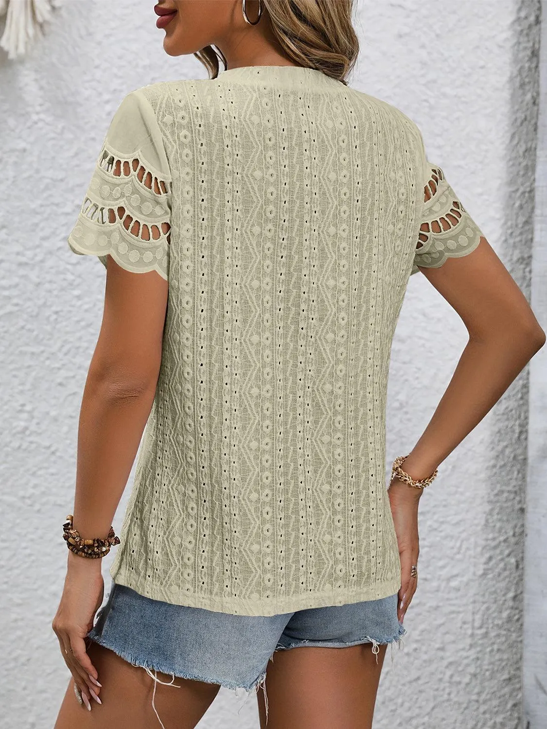 Everyday Favorite Short Sleeve Eyelet Top