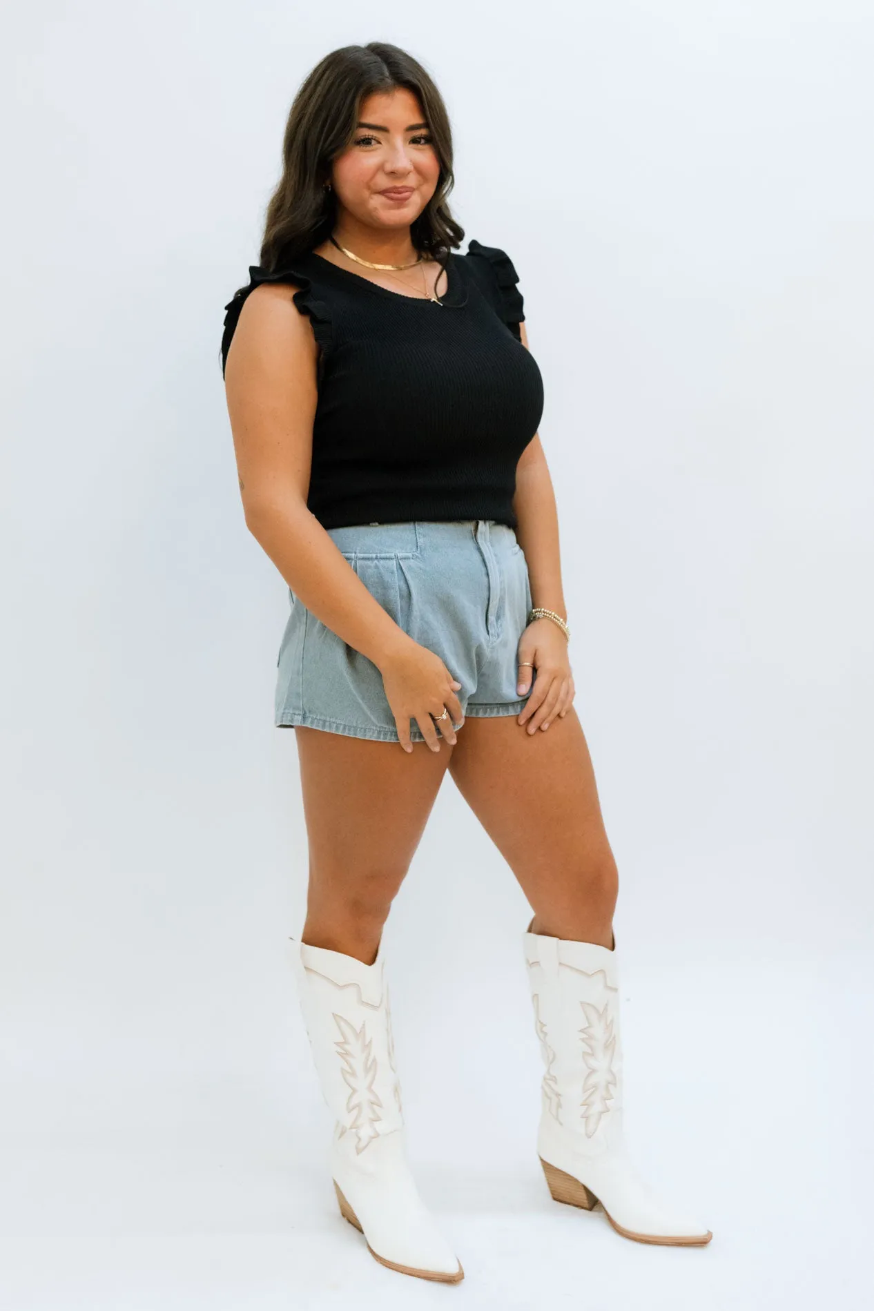 Evie Sleeveless Knit Top - Black