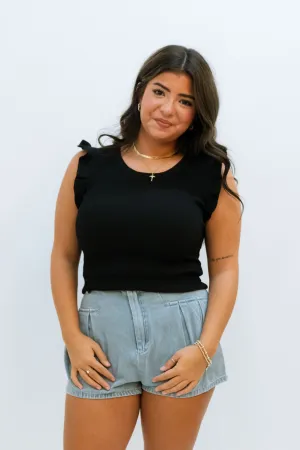 Evie Sleeveless Knit Top - Black