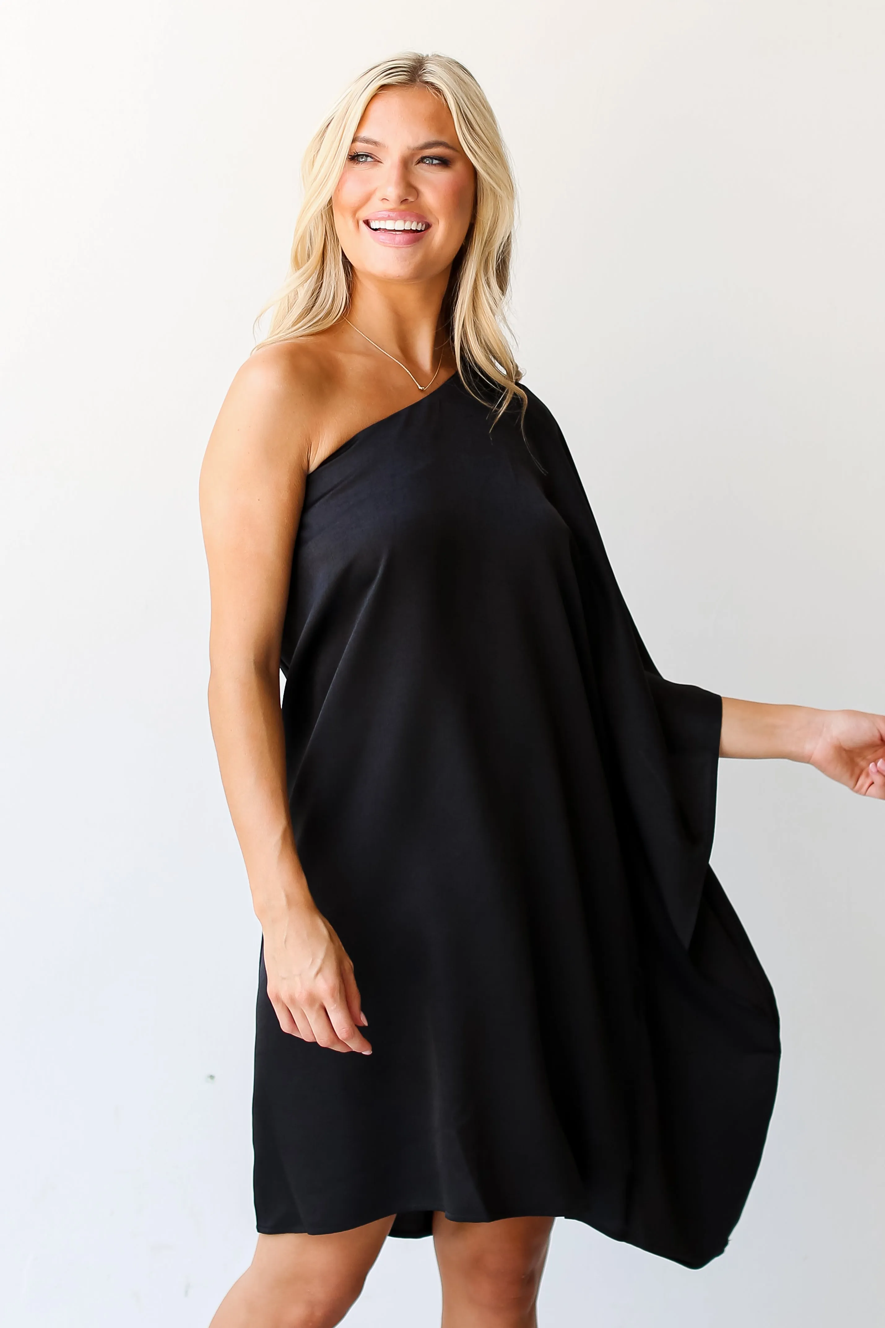FINAL SALE - Elegant Desires One-Shoulder Mini Dress