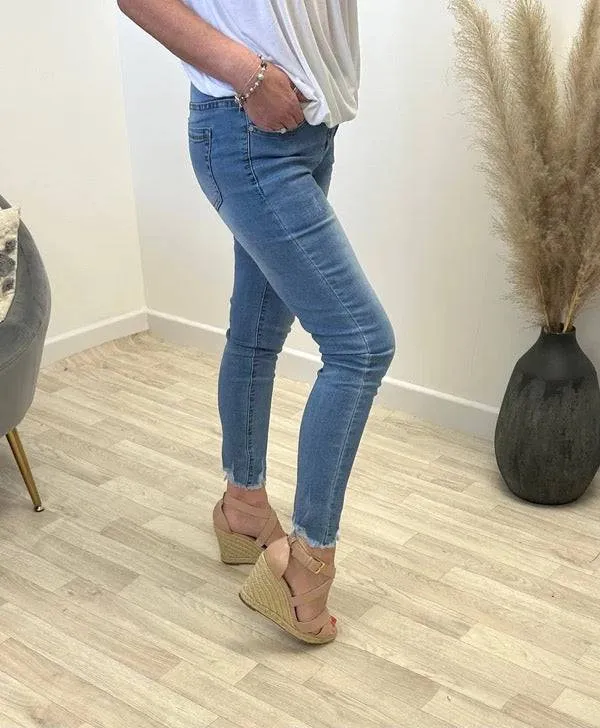 G-Smack Bernie Ladder Hem Ankle Grazer Stretch Jeans (Sizes 10-20) Denim