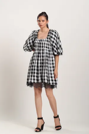 HELENA PLEATED MINI DRESS BLACK