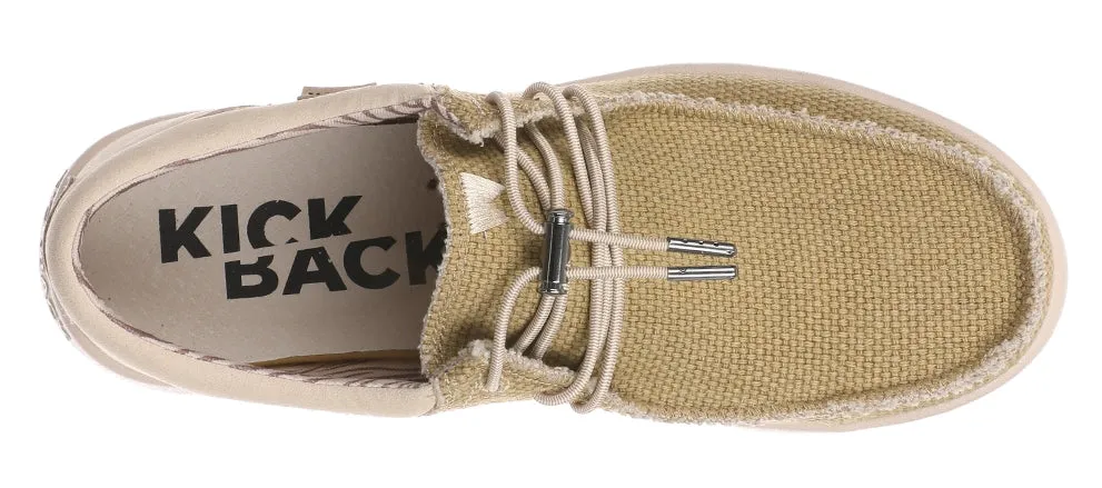 Kickback Mens Haven Lace Up Woven Canvas Shoes - Mustard