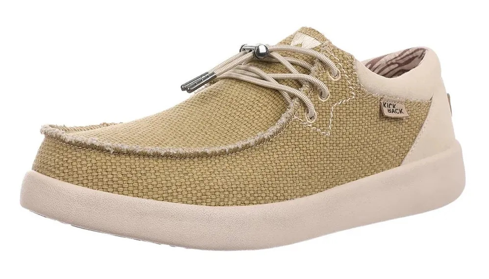 Kickback Mens Haven Lace Up Woven Canvas Shoes - Mustard