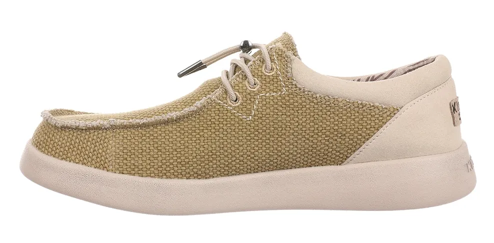 Kickback Mens Haven Lace Up Woven Canvas Shoes - Mustard