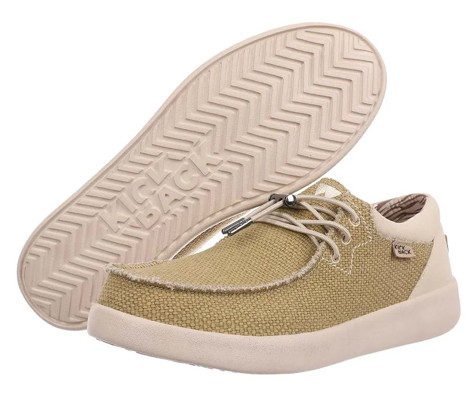 Kickback Mens Haven Lace Up Woven Canvas Shoes - Mustard