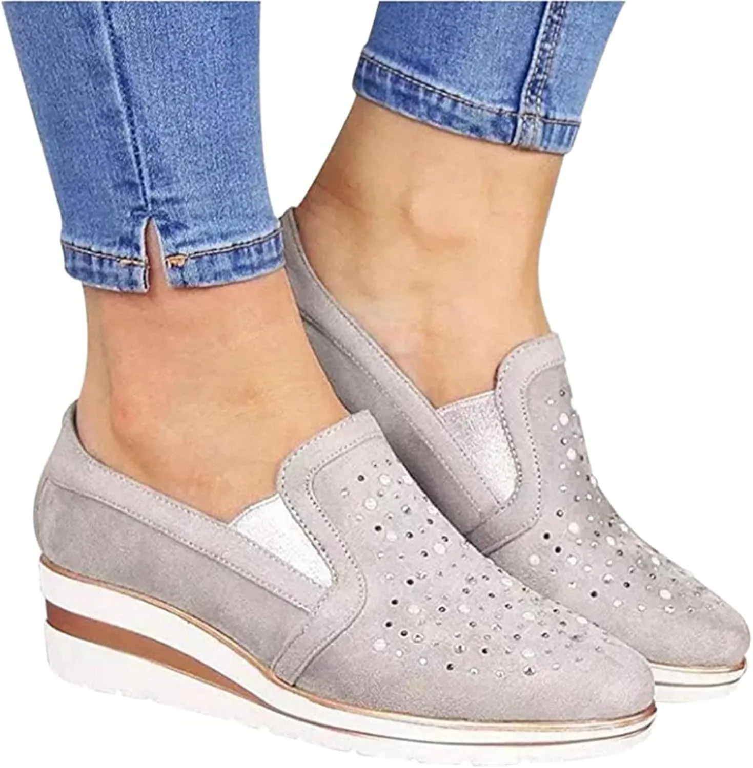 Ladmiple Sneakers For Women Comfortable Shoes Slip On Platform Shoes Fashion Dressy Casual Summer Walking Flats Loafers