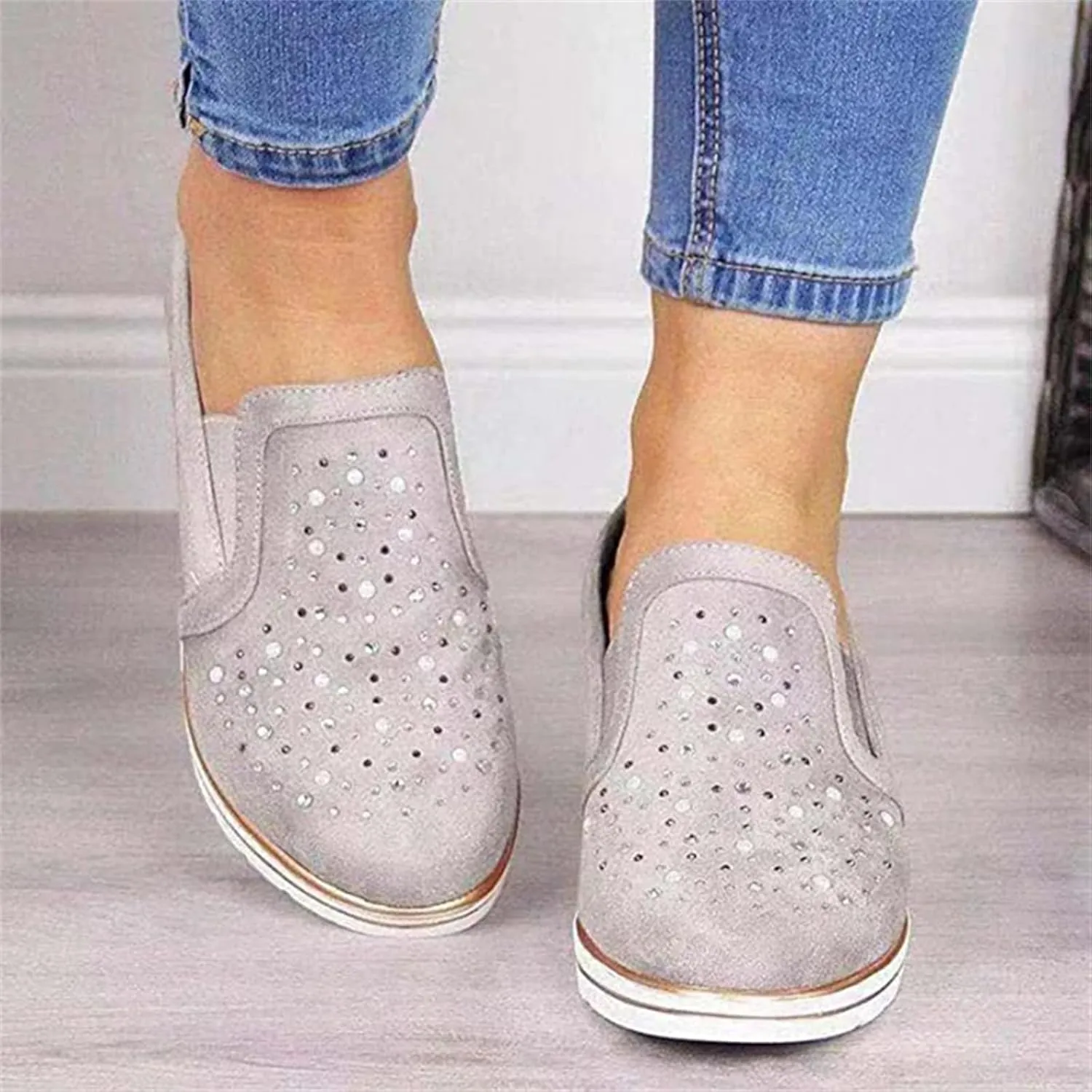 Ladmiple Sneakers For Women Comfortable Shoes Slip On Platform Shoes Fashion Dressy Casual Summer Walking Flats Loafers