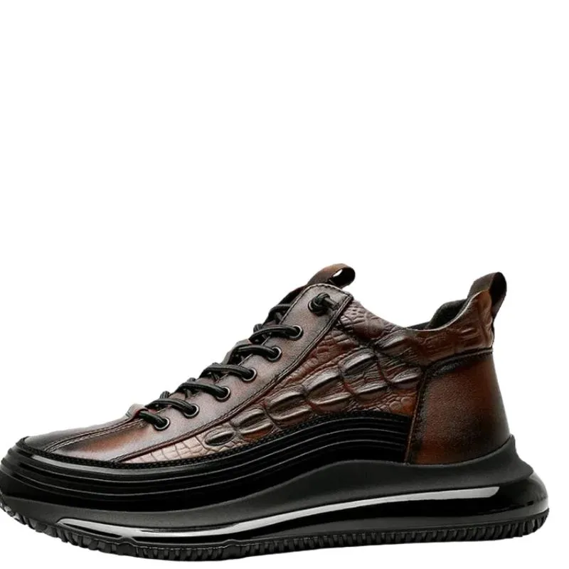Luxury Croc Textured High Top Sneakers For Men