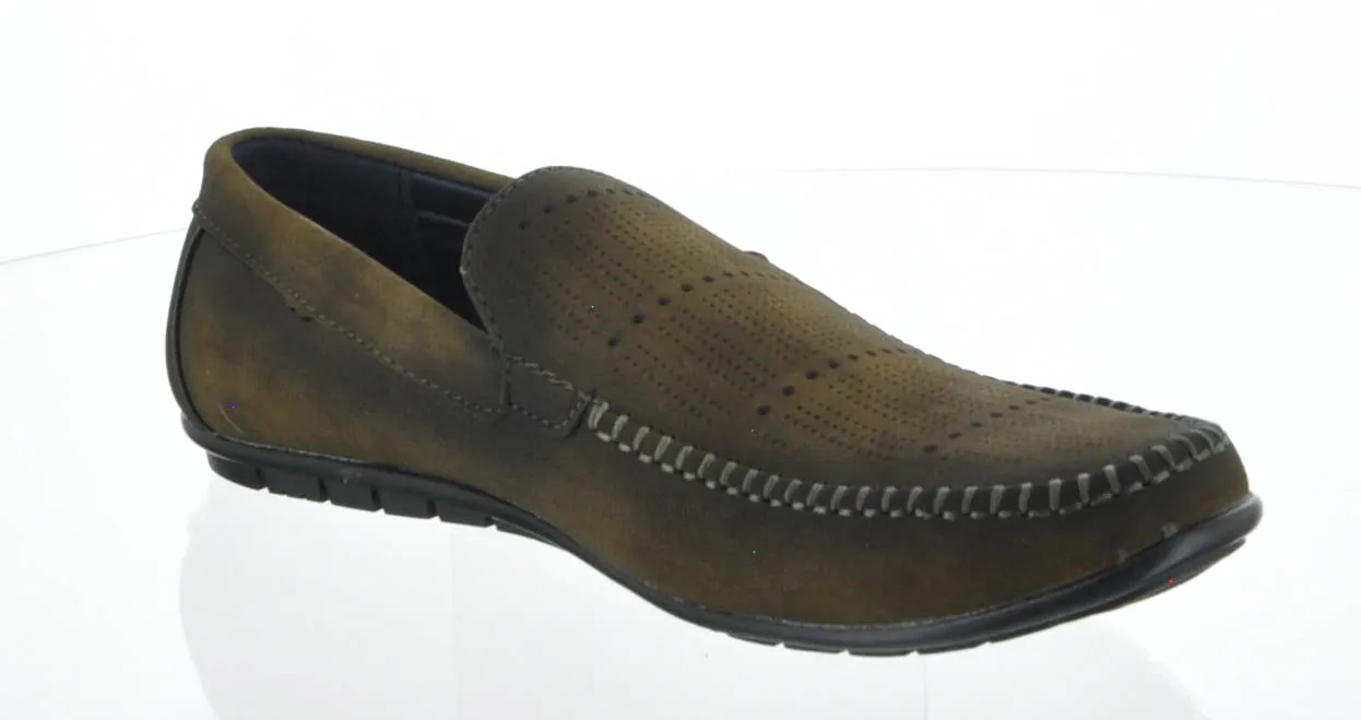 MEN'S SHOES OLIVE PU MOCCASINS OH1802-3