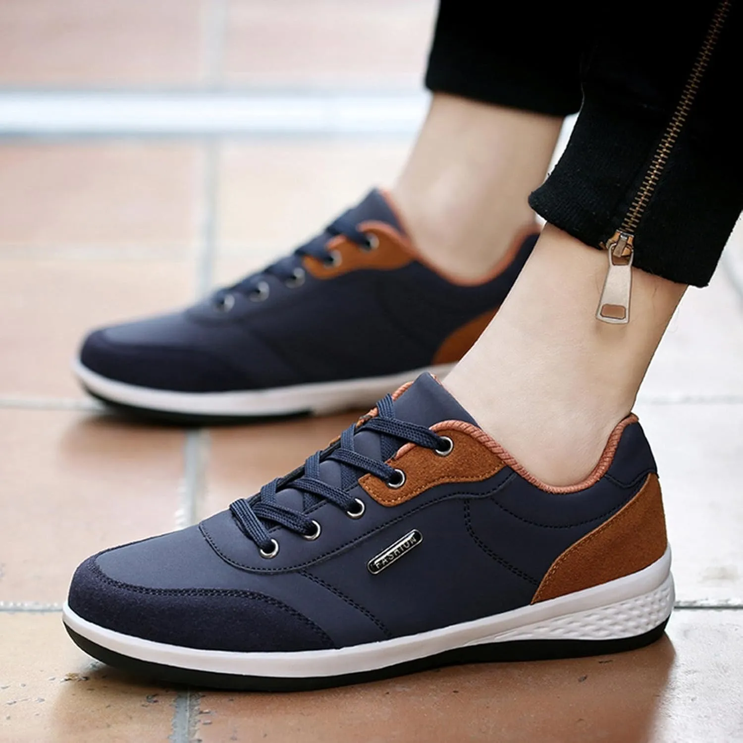 Mens Sneakers Waterproof Hiking Shoes Lightweight Tennis Shoes Comfortable Walking Shoes Outdoor Trekking Shoes