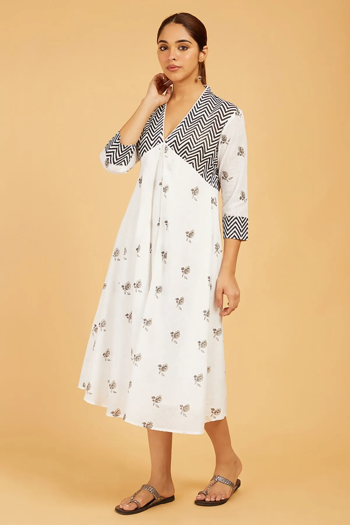 Pattern-Play Hand Block Print Dress