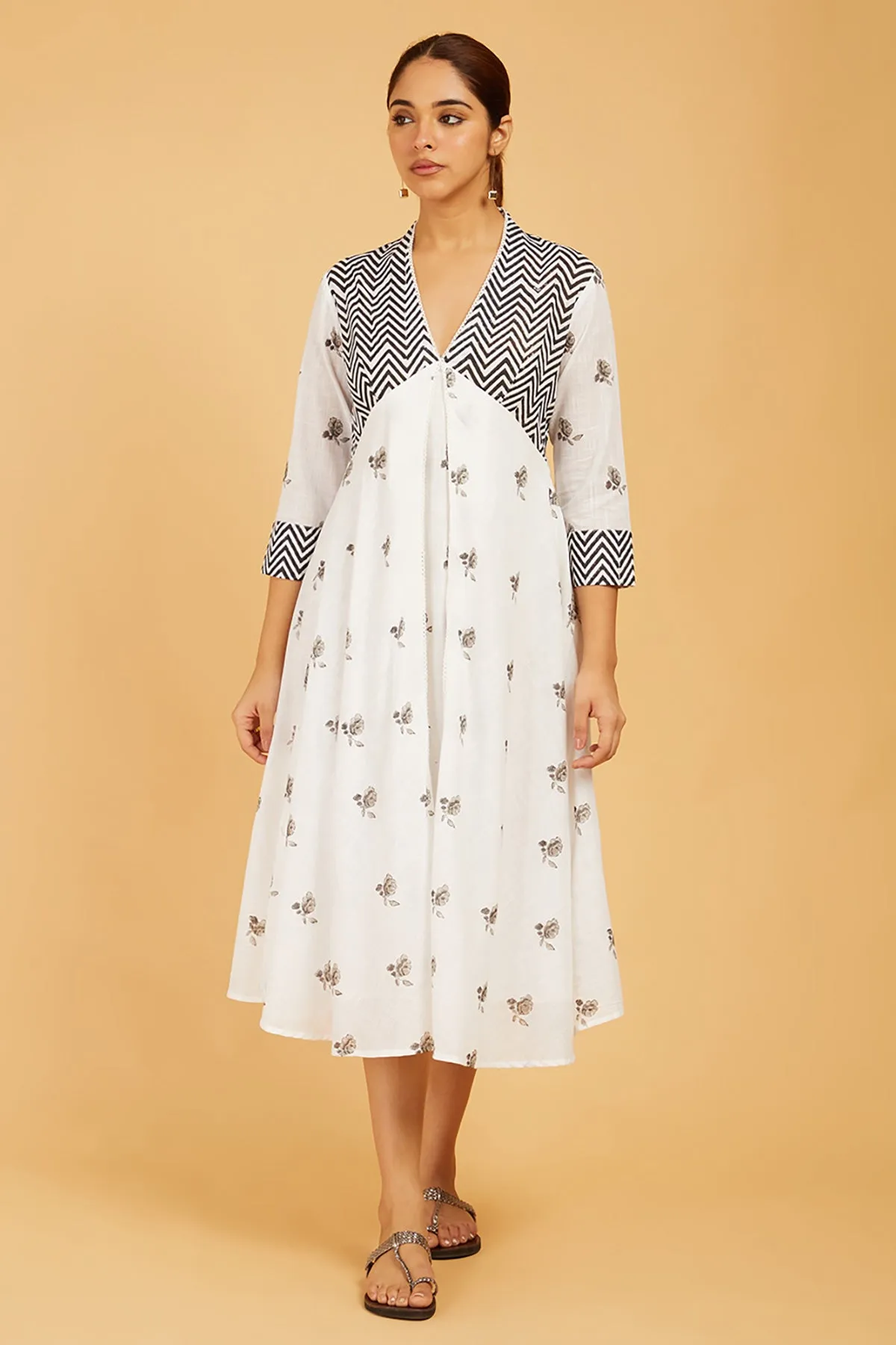 Pattern-Play Hand Block Print Dress