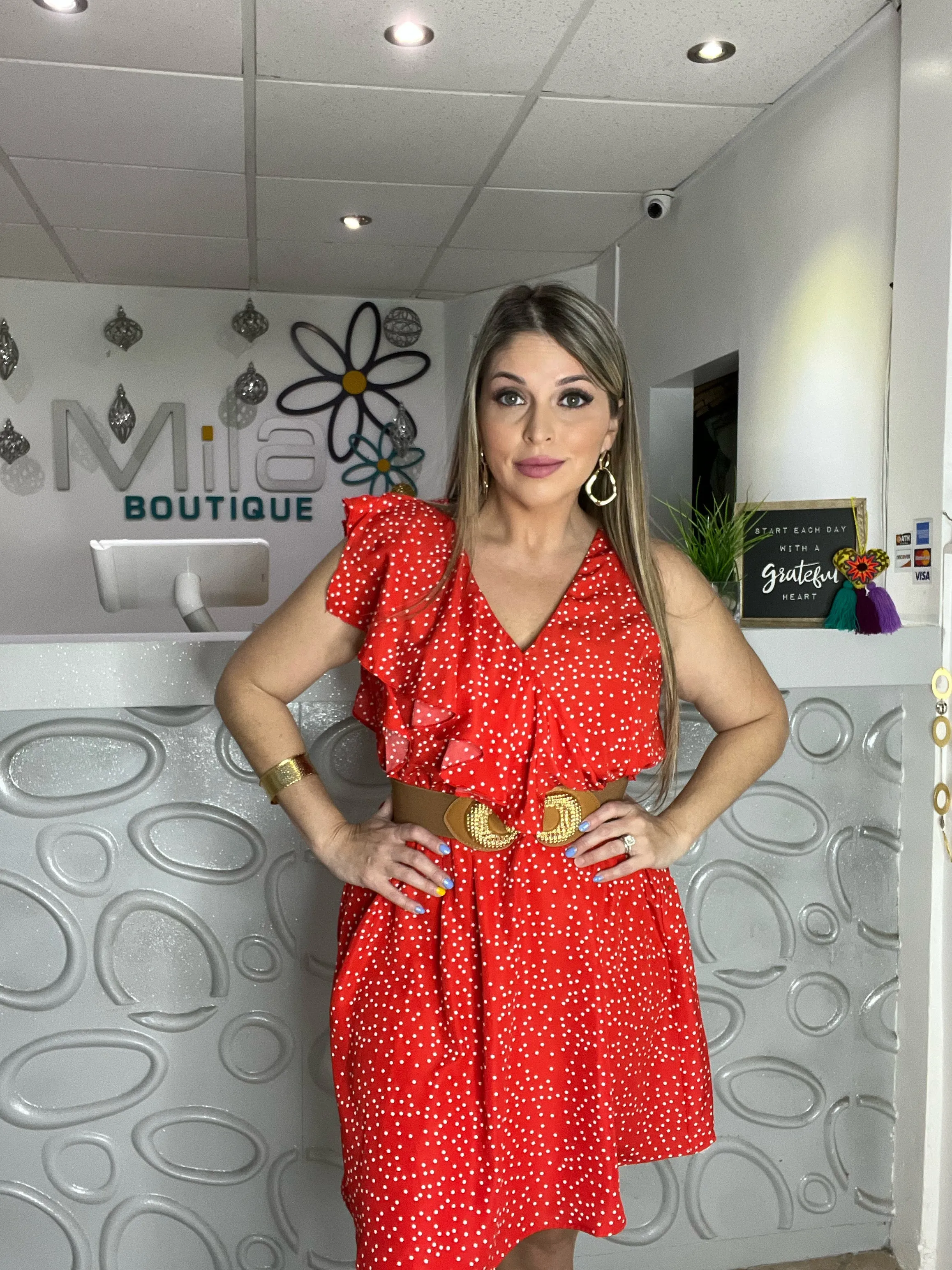 Polka Dots Ruffles Mini Dress