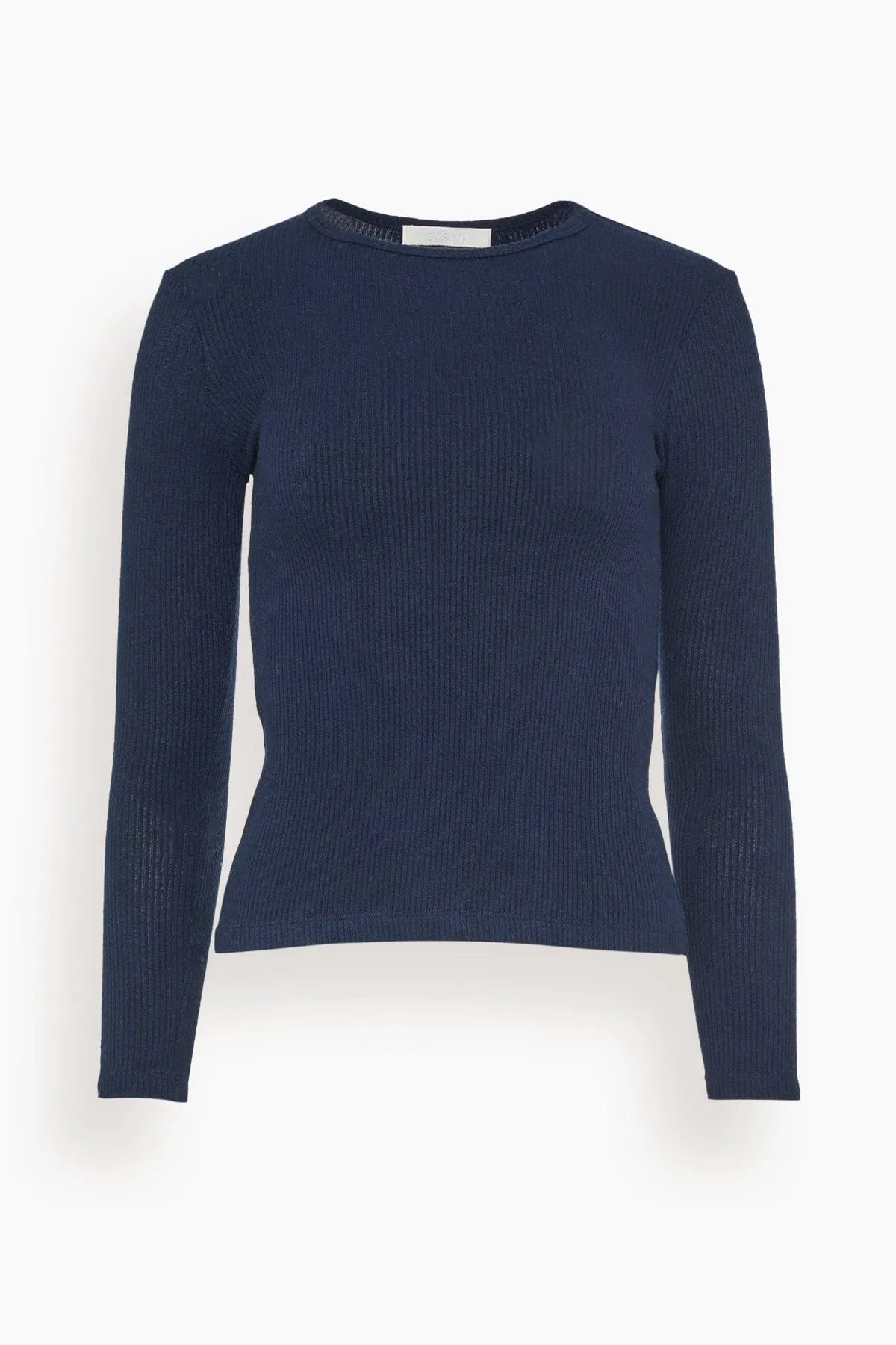 Quincy Long Sleeve Fitted Crewneck in Midnight Navy