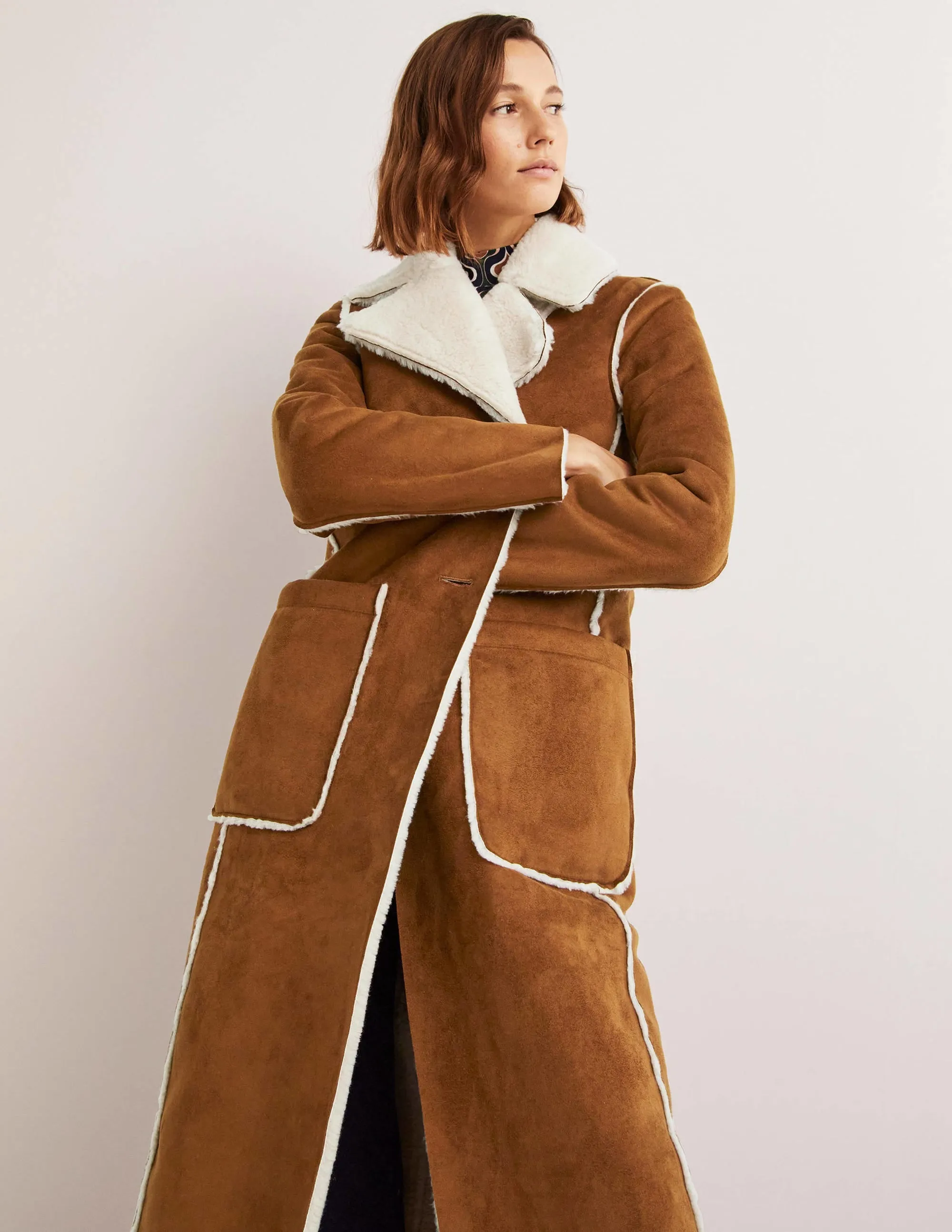 Reversible Faux-Shearling Coat-Hazel