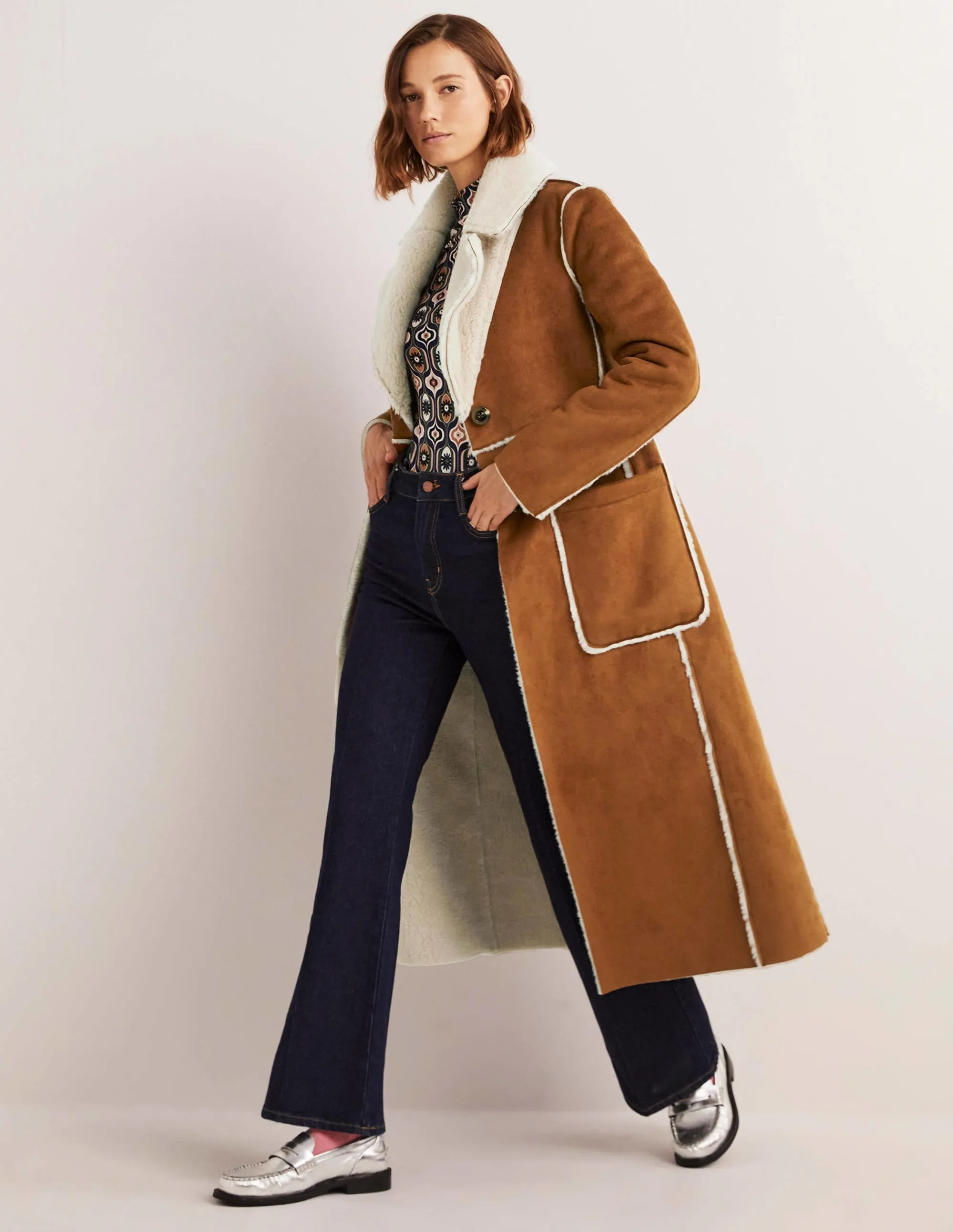 Reversible Faux-Shearling Coat-Hazel