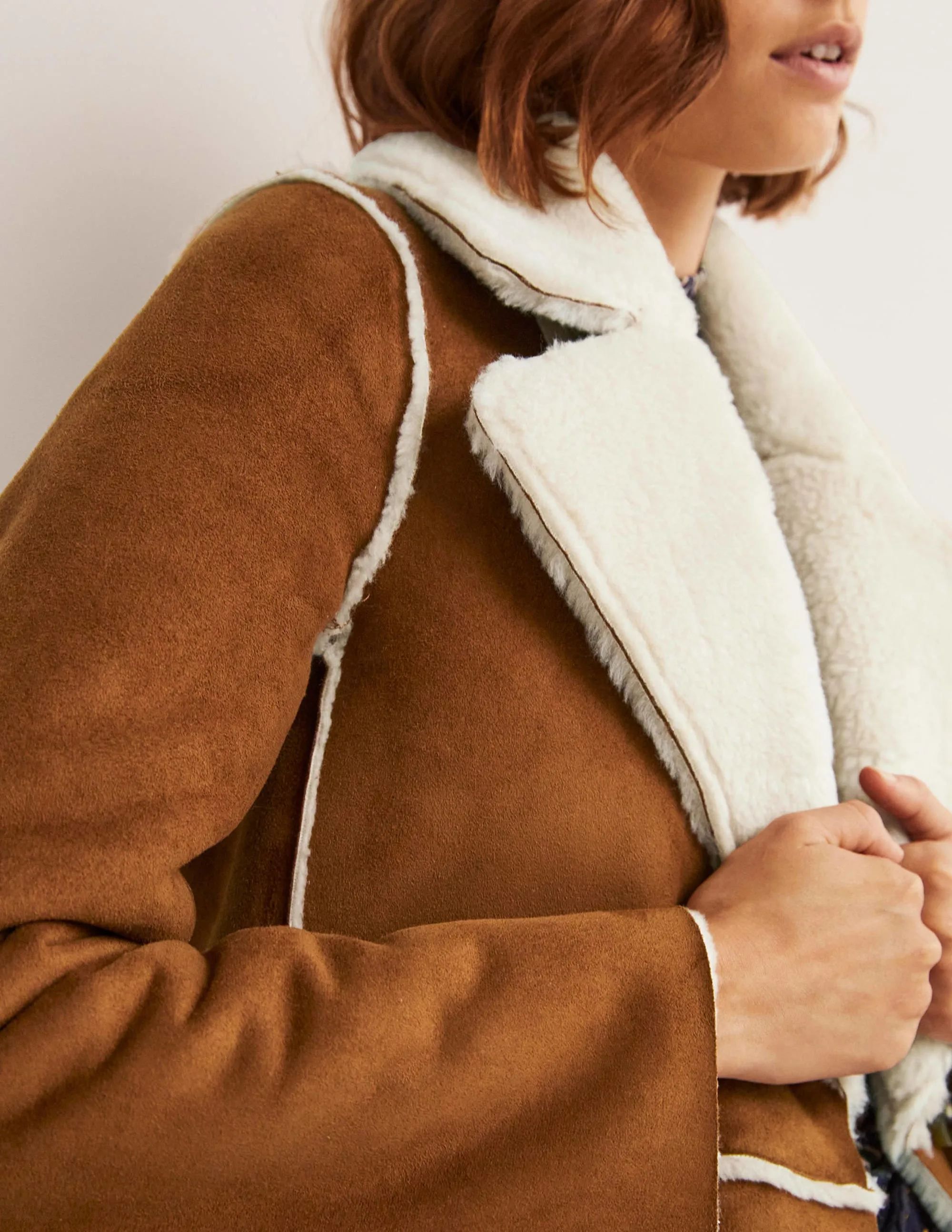Reversible Faux-Shearling Coat-Hazel