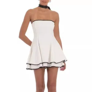 Slim Fit Temperament Color Matching Lace Dress