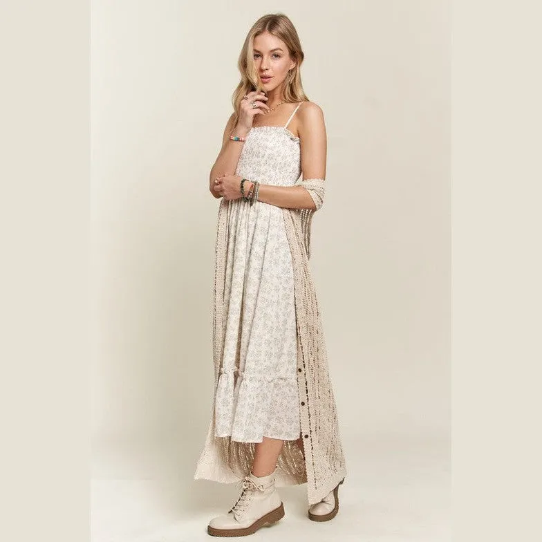Smocked Floral Ruffled Hem Cami Dress