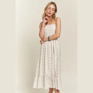 Smocked Floral Ruffled Hem Cami Dress